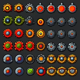 a settings button gear sprite for a kart cartoonish game in animation sprite sheet