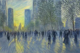 Futuristic city, sunny day, trees, people, sci-fi, epic, philip wilson steer and claude monet influences, hd, realistic painting