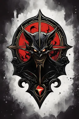 abstract symbol of an ancient Catalan vampire coven , in the form of highly detailed lapel pin, in the graphic novel style of Bill Sienkiewicz