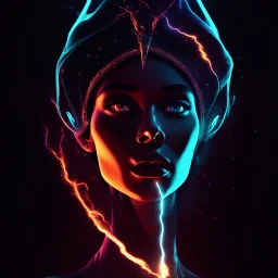 Cosmic dream face, woman, neon, abstract, amazing shadow and lightning, 4k, cinematic, glowing eyes, cosmic, face, dream, space, stars, amazing, art, glowing, fire