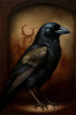 raven painting, victorian gothic, vintager oil painting