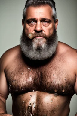 portrait photography, dirty burly chubby marocan ugly strong 58 years old redneck man, milk falling from above, splashing and dripping milk in the face, milk dripping on the beard, with dirty tank top, serious eyes, manly chest, photo, Canon EOS, lens 35mm, natural lights, 8K, in the morning