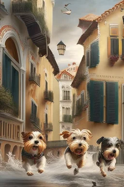 houses venice paris little dogs running