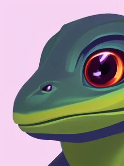 a green gecko with big cute eyes portrait minimalist