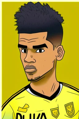 Luis Diaz Colombian soccer player cartoon 2d