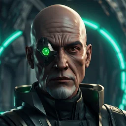 star wars bald male corellian pilot wearing pearlescent black and gunmetal grey First Order special forces heavy assault armor and helmet with gold trim inside the jedi temple, centered portrait, hyperdetailed, dynamic lighting, hyperdetailed background, 8k resolution, volumetric lighting, light skin, fully symmetric details