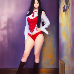 Full body portrait, painting, medium shot lady Weeaboo