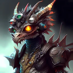 Cute cyborg dragon man