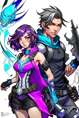 genç çift çizim tarzı kız kısa saçlı erkek kıvırcık raze erkek ve sage kız