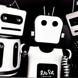 Old photo of 1980s rave robots and sooty and pie