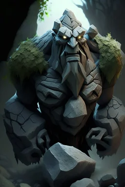 stone golem malphite scary wizard druid photorealistic