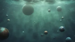 matrix universe, space, planets, under water