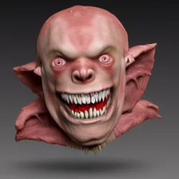 Flesh golem with white skin and vampire fangs