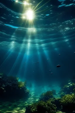 under deep ocean with the sun