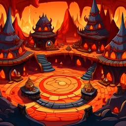 fantasy cartoon hellscape arena