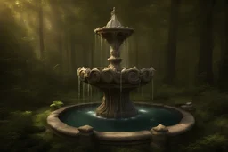 fantasy fountain into the woods