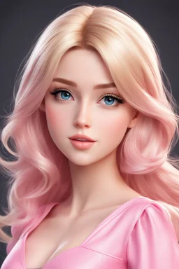 a girl with blonde hair wearing a pink dress, photorealistic anime girl render, anime barbie doll, realistic anime 3 d style, realistic cute girl painting, realistic anime artstyle, realistic anime art style, 3 d anime realistic, anime barbie in white, realistic - anime, kawaii realistic portrait, photorealistic anime, realistic young anime girl, semi - realistic anime