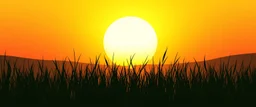 green grasses silhouette across bottom, with golden sunset sky in background, vector