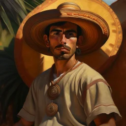 mexican men portret painting neoclassism whole body zoom the sun