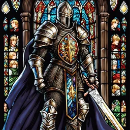 male knight with stained glass armor 90's tcg art fantasy