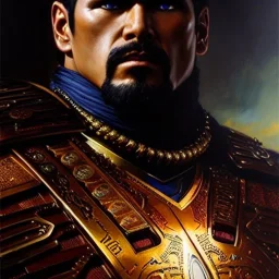 portrait 'Thouzer-Fist of the north star',ancient metal armor ,painting by gaston bussiere, greg rutkowski, yoji shinkawa, yoshitaka amano, tsutomu nihei, donato giancola, tim hildebrandt, oil on canvas, cinematic composition, extreme detail,fit full head inside picture,16k