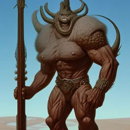 ork dragon humanoid bodybuilder, wingless, tailless by phil noto moebius Jean Giraud dnd