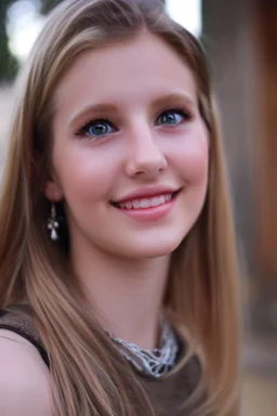 young blonde woman with dark green eyes