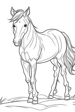 outline art for Foal (Horse) coloring pages with sitch, white background, Sketch style, full body, only use outline, toddlers style, clean line art, white background, no shadows and clear and well outlined.