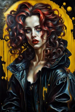 full body oil painting of a post apocalyptic vampire girl with highly detailed hair and facial features ,in the painting style of Gian Lorenzo Bernini and Johannes Vermeer, with a fine art aesthetic, highly detailed brushstrokes, realistic baroque style