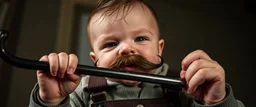 crowbar baby mustache thief man
