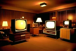 average run of the mill pro photo shoot set up in the middle of the average American midcentury living room, oversize cathode ray tube cabinet stye television set glowing ominously in background