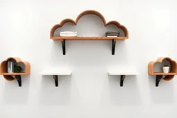 wall shelves made with brackets shaped like clouds