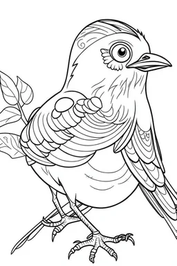 coloring page for kids, bird , cartoon style, thick outline, low details, no shading, no color