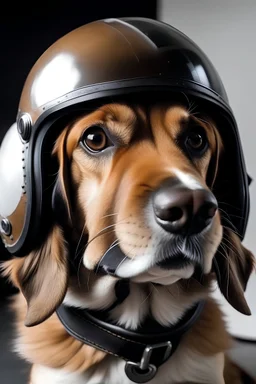 un chien avec un casque de pilote davion
