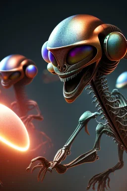 Strange aliens, 8k, finely detailed, photo realistic.