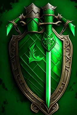 The crest for the Emerald Alliance is a green emerald with a sword piercing through it. This would represent the city of Emerald Bay and the adventurers who helped protect it.