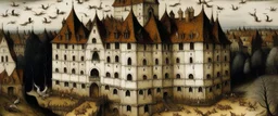 A white vampire bat chateau painted by Pieter Bruegel the Elder