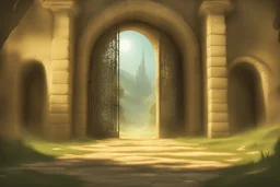 تمثل هذه الصورة لحظة ساحرة تأخذنا في رحلة سفر عبر الزمن. في الأمام، نرى بوابة قديمة مهيبة، مُطلة على ممر طويل من الزمن. تبدو البوابة كمفتاحٍ سحري لعوالم مختلفة، حيث يمكن لمن يمرّ بها أن يعبر إلى عصور مختلفة. تتداخل ضوء الشمس والظلال على الأرض وجدران البوابة بأسلوب ساحر، مما يضفي على المشهد أبعادًا من السحر والغموض. يبدو أن البوابة محاطة بجو من الهدوء والترقب، وكأنها تنتظر المستكشفين الجريئين ليخوضوا تلك التجربة العجيبة. تدفعنا الصورة إلى التأمل في فكرة التواصل مع الماضي والسفر عبر الزمن، حيث يم