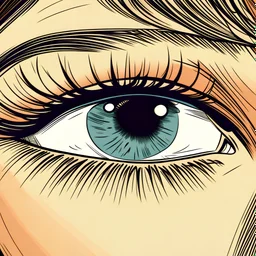 closeup of female eye with angry expression, drawn in vintage 80s anime style