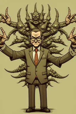 a boss with 8 arms and 4 eyes