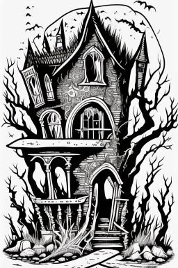 coloring book page Small Haunted Houses