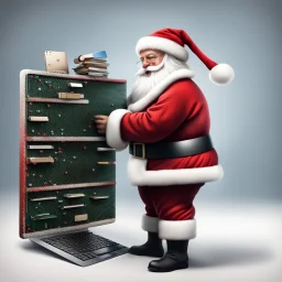 Santa Claus installing a Linux distribution