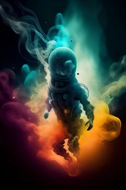 a mysterious alive fantasy creature in space composed of abstract nuclear and surrounded smoke in a unified color tone