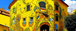 A yellow Carnivale in a Brazilian district designed in painted by Salvador Dali