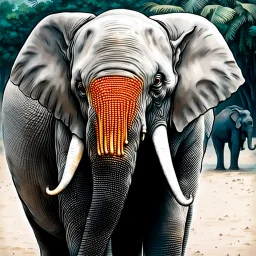 Jeffrey Epstein's head on an elephant's body