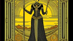 Tarot card of the Westworld film noir art nouveau theme of a Mars