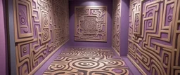 A light purple maze of illusion designed in Maori sculptures painted by Salvador Dali