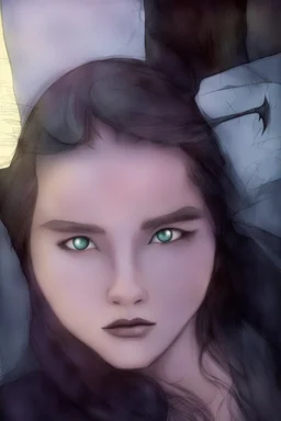 fantasy beautiful goth cartoon sketched