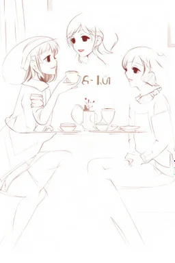 2 girl 1 boy in cafe