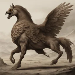 A creature with a combination of an eagle's head and a horse's body